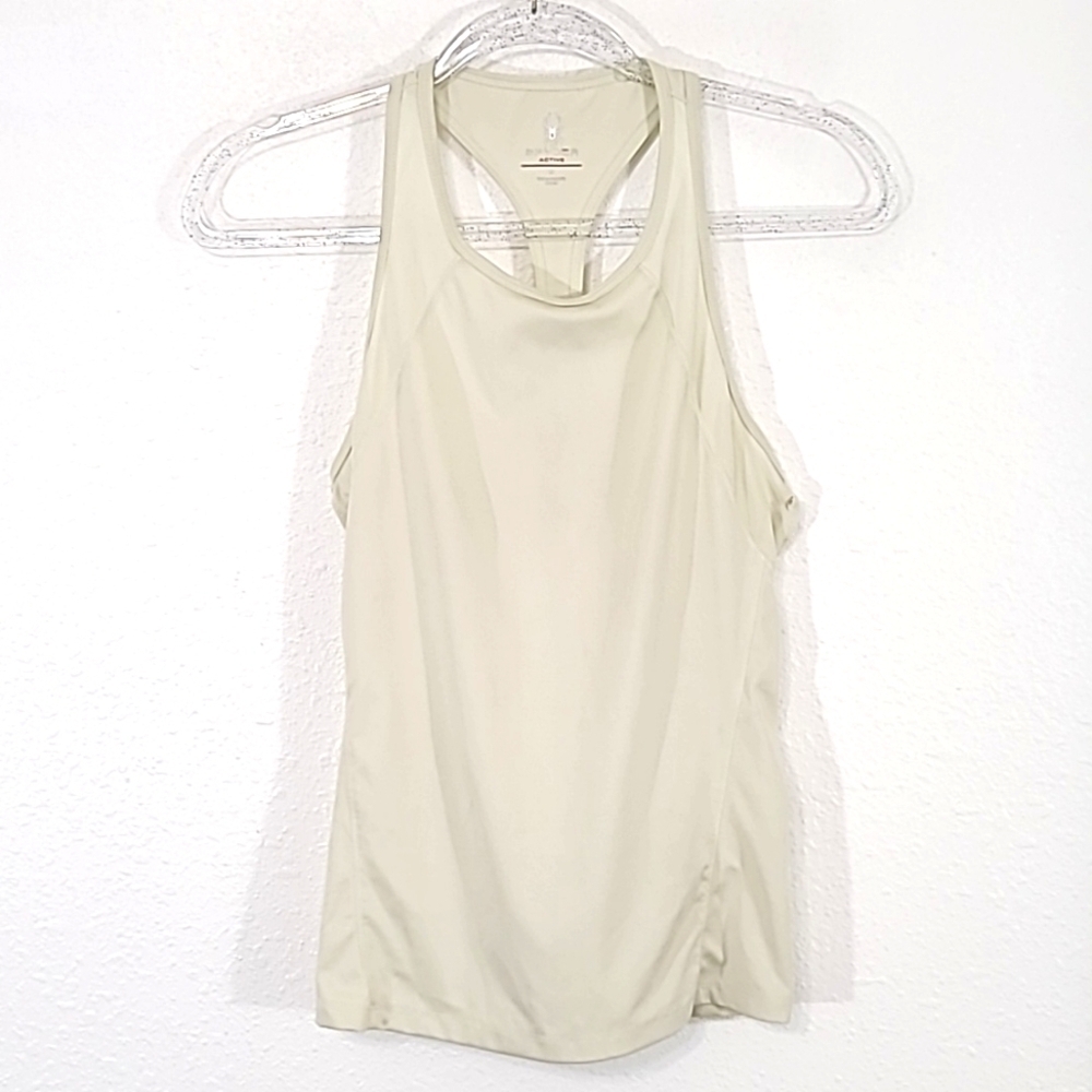 SPYDER Active Pale Yellow/Green Racerback Tank Activewear Workout Summer, size M
